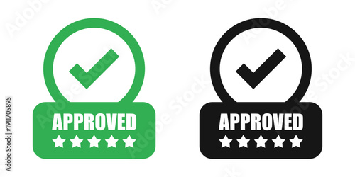 Approved icon in flat style. Accept stamp vector illustration on isolated background. Confirmation template sign business concept.
