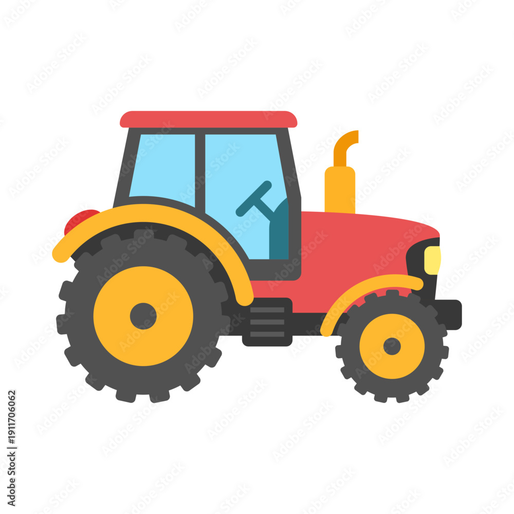 Obraz premium Tractor truck icon in cartoon flat style. Agriculture transport vector illustration on isolated background. Farming vehicle sign business concept.