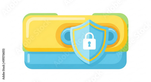 Secure digital wallet with padlock shield icon for finance and cybersecurity concept