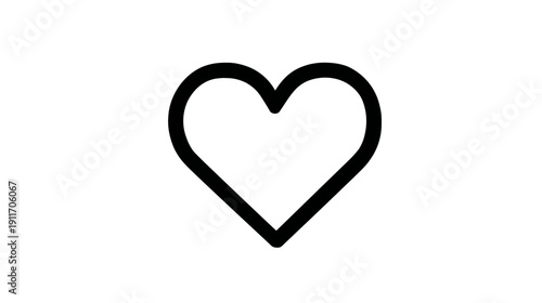 Black outline of a heart shape on a white background, representing love or affection