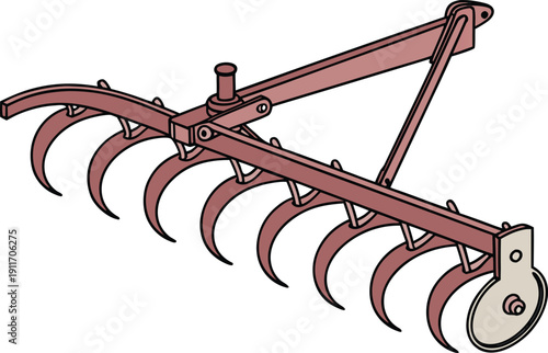 Farm Plough Tool Illustration. Agriculture Plough Equipment Design. Field Plough Farming Tool. Traditional Plough Farm Equipment. Modern Plough Agriculture Tool. Plough Farming Equipment Icon
