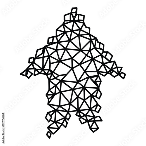 abstract geometric turtle design featuring complex polygonal shape wireframe structure with low poly art style on transparent background