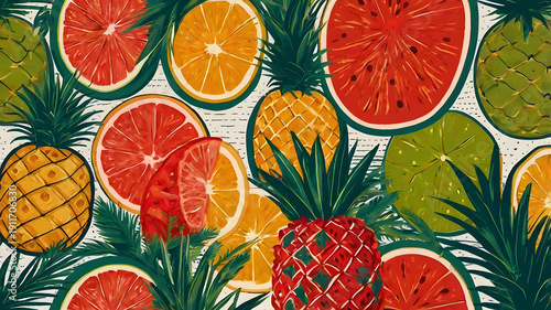 seamless pattern with fruits