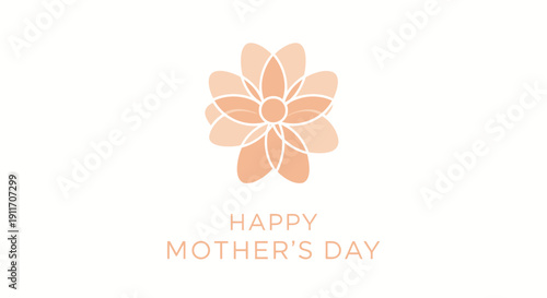 Vector peach flower graphic with Happy Mother's Day text on transparent background