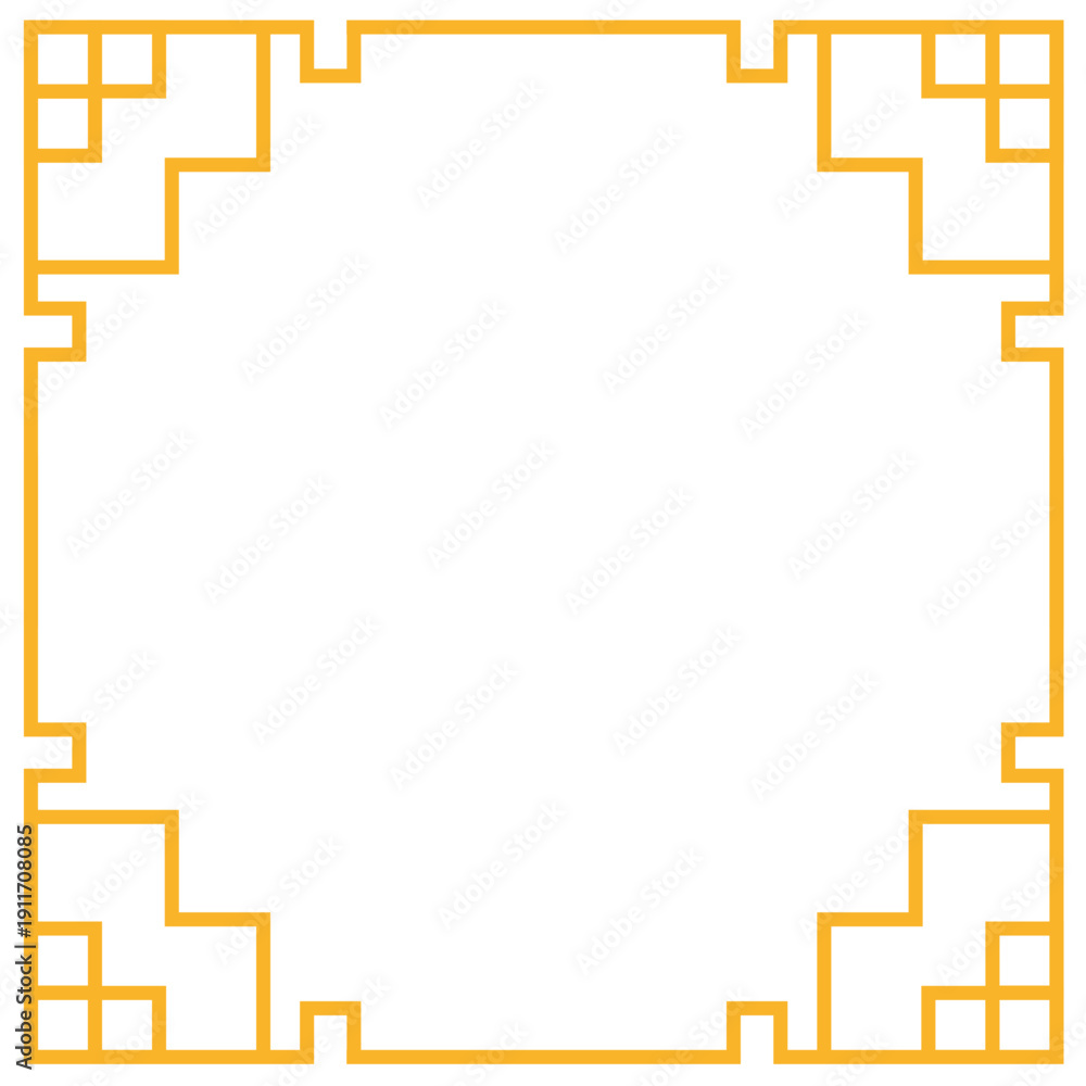 Fototapeta premium Gold angular frame with classic Chinese motifs ideal for luxury greeting cards, branding, and high-end festive visuals.