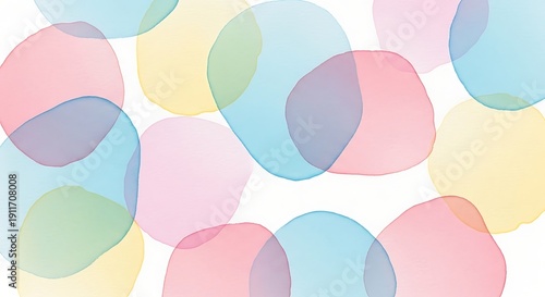 Colorful Transparent Shapes on White Background.