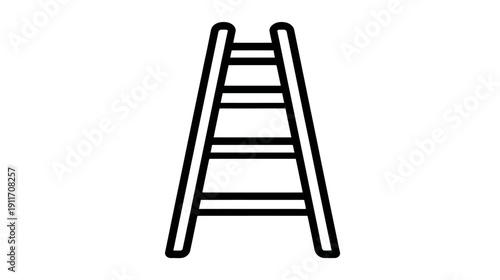 Black and white illustration of a ladder, depicted with bold lines, against a clean white backdrop