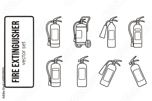Fire Extinguisher Fire-Safety Safety-Equipment Fire-Protection Emergency-Equipment Extinguisher-Icon Fire-Safety-Device Safety-Tool Vector Set - Fire Safety