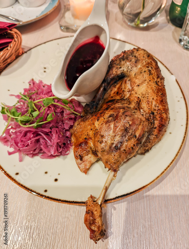 Wallpaper Mural Roasted duck leg confit with garnish in a restaurant Torontodigital.ca