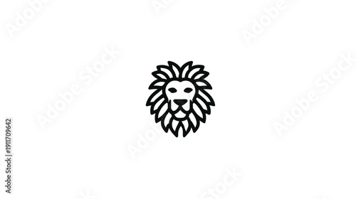 A minimalist depiction of a lion's head, created using thick black outlines on a white backdrop