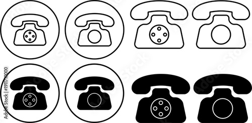 Retro Telephone Handset Icon Vector, Classic Call Receiver Symbol, Communication and Contact Sign, Solid Black Silhouette Graphic for Web and Print