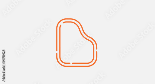 Abstract outline of a grand piano in orange and red gradient.