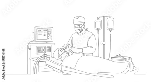 Anesthesiologist Administering Anesthesia to Patient Before Surgery.
