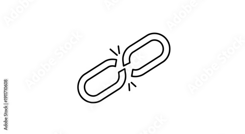 Broken chain link symbol representing disconnection and failure.