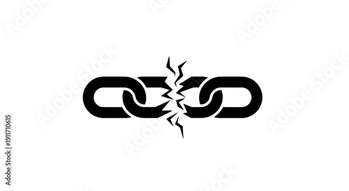 Broken chain link symbol representing disconnection and failure.