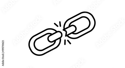 Broken chain link symbol representing disconnection or failure.