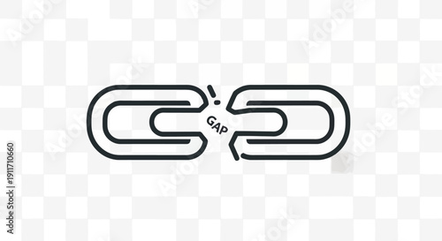 Broken Chain Link Symbol Representing Gap or Disconnection.