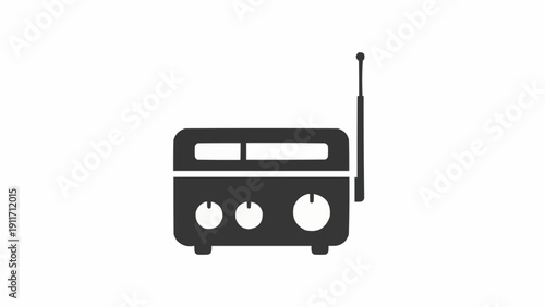 Simple Black Radio Icon Illustration Design.