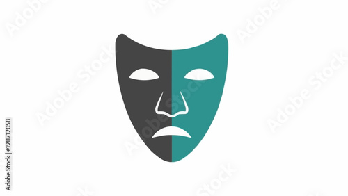Theater Mask with Split Colors.