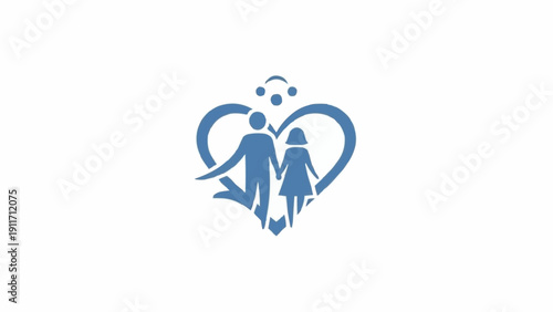 Family Love Heart Logo Design Concept.