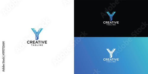 Digital technology logo icon vector. Y initial logo design.