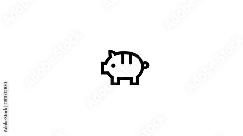 A minimalist icon of a pig, composed of black outlines against a white background