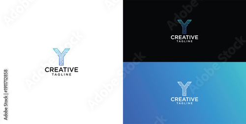 Digital technology logo icon vector. Y initial logo design.