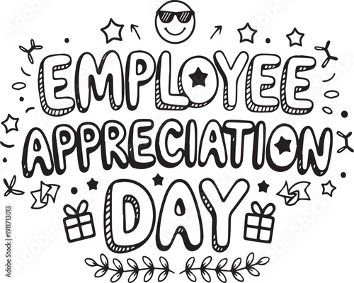 Employee Appreciation Day festive illustration with stars hearts gifts cheerful workplace recognition vector design
