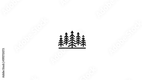 A cluster of pine trees, created with minimalist black outlines on a white background