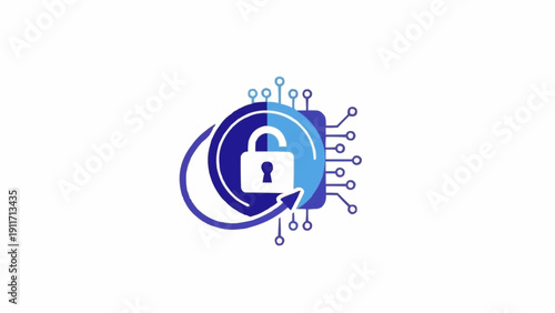 Digital Lock Security Icon Graphic.