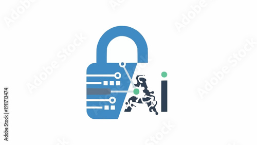 Digital padlock with binary code.