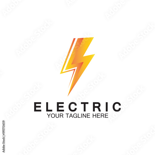 lightning thunderbolt electricity logo design template
