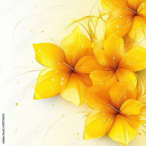 abstract floral background, yellow flowers spring