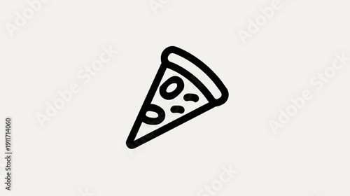A triangular slice of food, styled as a simple black line drawing with toppings on it