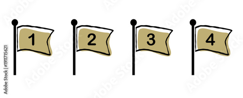 手書き風番号付きフラッグアイコンセット