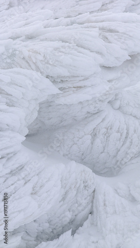 Ice pattern and white snow in winter in Chopok mountains