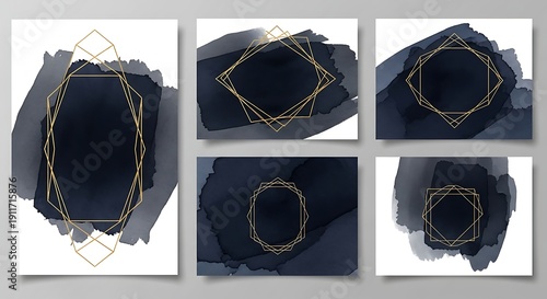 Geometric Shapes Collage on White Background.