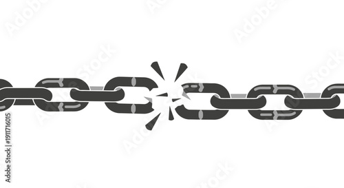 Broken Chain Link Symbolizing Weakness and Failure.