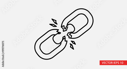 Broken Link Icon Represents Connection Failure and Disconnection.