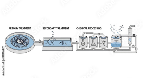 Diagram of a modern water treatment plant process.