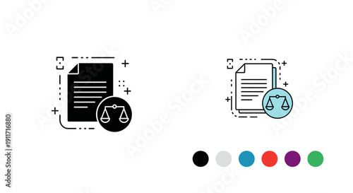 Legal document icon with scales of justice symbol