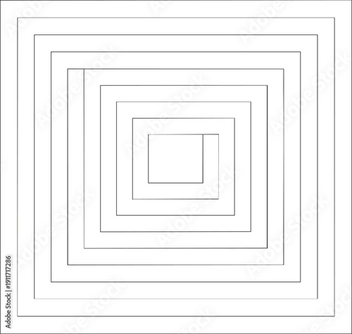 Minimalist white square frame on a blank gallery wall creates an empty 3d interior space for an art exhibition or picture decoration