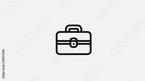 Black briefcase icon with handle, a front clasp, and two horizontal lines on a gray background