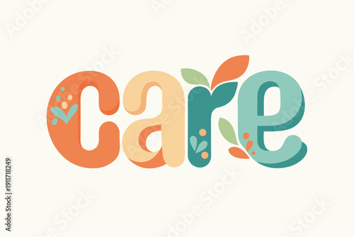 Vibrant care concept with leaves and flowers in modern design