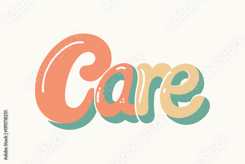 Vibrant care text in colorful gradient font