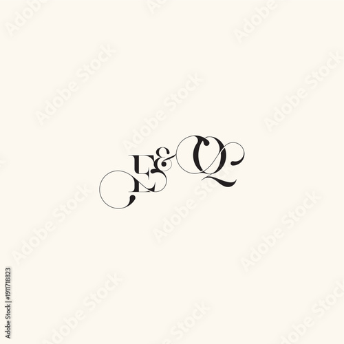 with monogram concept elegancy and beauty in one look QE wedding caligraphic logo letter