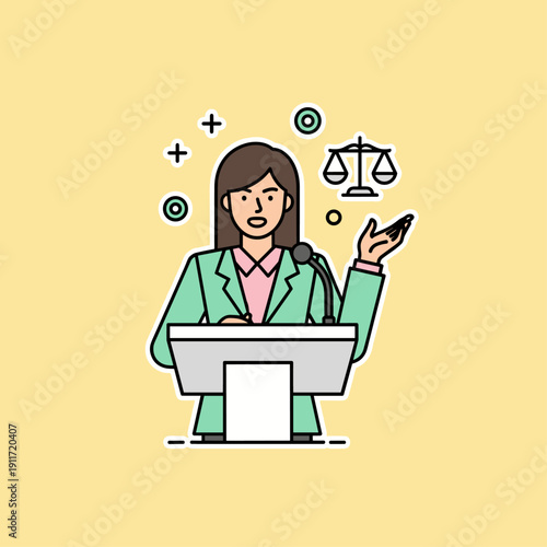Flat Vector Lawyer Presenting Case Illustration