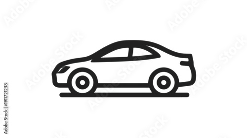 Stylized side view illustration of a sleek, two-door coupe vehicle with outlined design