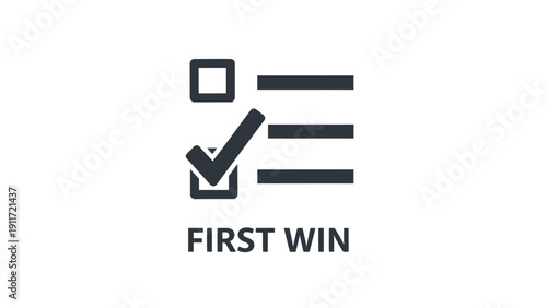 Fotografía Checklist with Checkmark and First Win Text.