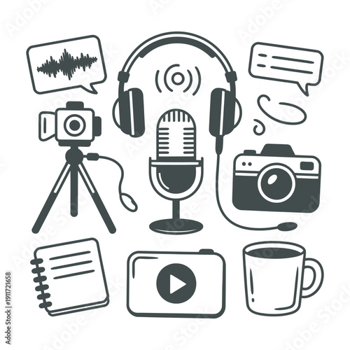 Digital Multimedia and Content Creation Icon Set